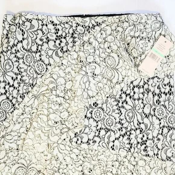 NWT Nanette Lepore Women's Lace Overlay Asymmetrical Ruffle Hem Midi Skirt - Picture 5 of 7